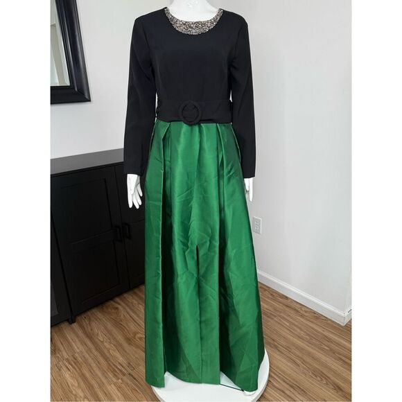 NWT SACHIN & BABI Desdemona Crystal-Detail Gown Emerald/Black Size 6 - Picture 6 of 14